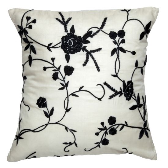Persian Blossom Pillow Cover - Ivory/Black